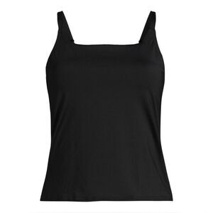 Land's End chlorine resist square neck tankini top adjust thin strap black Var